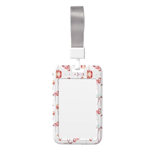 Kartenhalter mit Flamingo-Motiv – strapazierfähiges ABS-Material, doppelseitiger Volldruck, Umhängeband im Lieferumfang enthalten, ideal für Arbeit und Veranstaltungen von HYSDPUZK