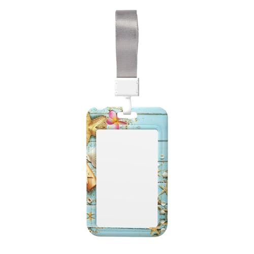 Kartenhalter mit Strandmotiv – strapazierfähiges ABS-Material, doppelseitiger Volldruck, Umhängeband, ideal für Arbeit und Veranstaltungen von HYSDPUZK