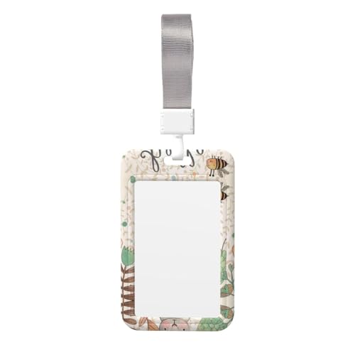 Kartenhalter mit niedlichem Kaninchen, Schmetterling und Blumen, strapazierfähiges ABS-Material, doppelseitiger Volldruck, Umhängeband, ideal für Arbeit und Veranstaltungen von HYSDPUZK