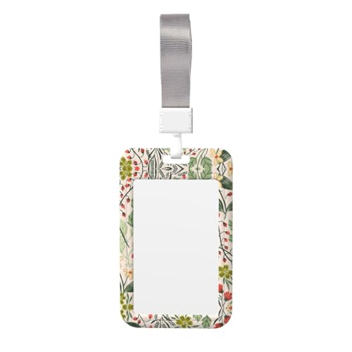 Kartenhalter mit schönem Blumenmotiv – strapazierfähiges ABS-Material, doppelseitiger Volldruck, Umhängeband im Lieferumfang enthalten, ideal für Arbeit und Veranstaltungen von HYSDPUZK