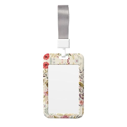 Moderner Kartenhalter mit Blumenmuster – strapazierfähiges ABS-Material, doppelseitiger Volldruck, Umhängeband im Lieferumfang enthalten, ideal für Arbeit und Veranstaltungen von HYSDPUZK