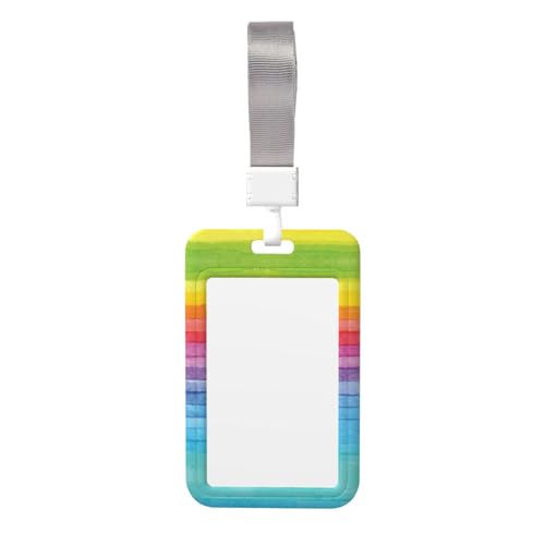 Regenbogenfarbener, gestreifter Kartenhalter – strapazierfähiges ABS-Material, doppelseitiger Volldruck, Umhängeband, ideal für Arbeit und Veranstaltungen von HYSDPUZK