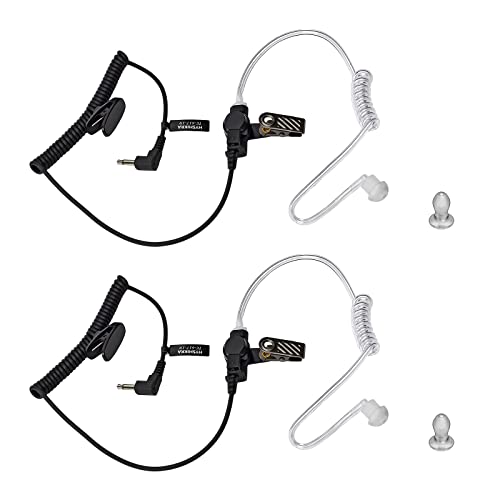 HYSHIKRA 3,5mm Klinke - Ohrhörer Schallschlauch - Nur empfangen - One Ear - transparent inkl. Halteclip - Kopfhörer Headset für Funkgeräte Kommt mit Ohrstöpseln （2-teiliges Set） von HYSHIKRA