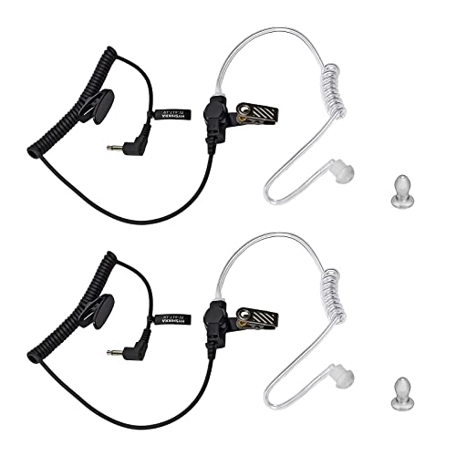 HYSHIKRA 3,5mm Klinke - Ohrhörer Schallschlauch - Nur empfangen - One Ear - transparent inkl. Halteclip - Kopfhörer Headset für Funkgeräte Kommt mit Ohrstöpseln (90°-Stecker 2 Stück) von HYSHIKRA