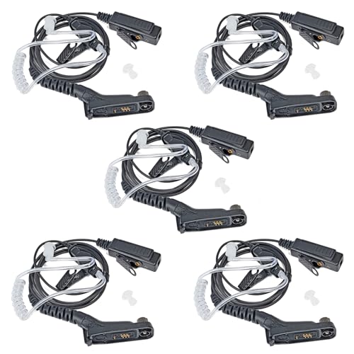 HYSHIKRA Akustikschlauch-Kopfhörer mit Mikrofon, kompatibel mit Motorola DP3400, DP4400, DP4800, DGP4150, XiR-P8200, Xpr-6300, bidirektionales Radio mit Mehreren Anschlüssen (5) von HYSHIKRA