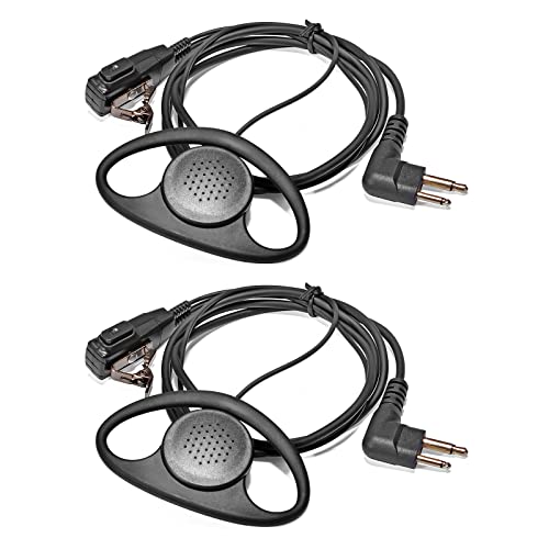 HYSHIKRA D-Form Ohrhörer Mikrofon mit PTT-Headset, kompatibel mit Motorola CP040 CP200 GP300, CLS1110, CLS1410 2-poliges Radio (2 Stück) von HYSHIKRA