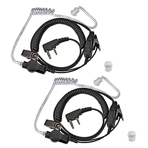 HYSHIKRA Funkkopfhörer Sound Tube – 2 Pin Jack – PTT mit Mikrofon – Transparent mit Halteclip – Kopfhörer Headset kompatibel mit Kenwood Baofeng UV5R Funkgerät (2 Stück) von HYSHIKRA