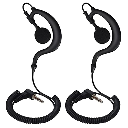 HYSHIKRA Ohrhaken Kopfhörer -3,5mm Klinke - One Ear - Halteclip - G-Form Kopfhörer Headset für Funkgeräte (2 Stück) (90°-Stecker) von HYSHIKRA