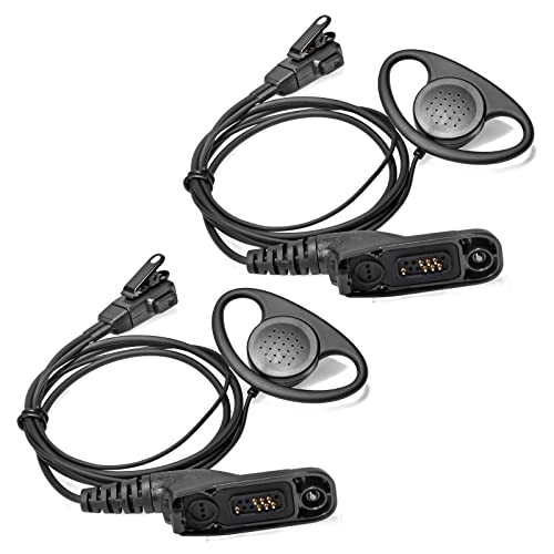 HYSHIKRA Kopfhörer in D-Form mit Multi-Pin-Mikrofon, kompatibel mit Motorola DP3400 DP4400 DP4800 DGP4150 XiR-P8200 Xpr-6300, bidirektionales Radio (2 Stück) von HYSHIKRA