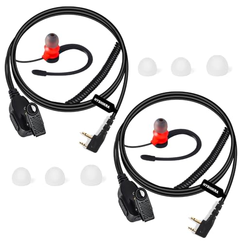 HYSHIKRA Leichter Funk-Ohrhörer, G-Form, Sicherheits-Headset Kompatibel mit Midland G7 pro G8 G9 pro M24 M24 Plus M48 M99 G6 XT G7 XTR | Security Softair (RED G-förmig, 2) von HYSHIKRA
