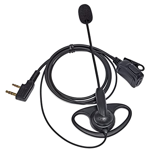 HYSHIKRA Walkie-Talkie-Ohrhörer, D-Form, Sicherheits-Headset mit Mikrofon und PTT, kompatibel mit Retevis Baofeng Kenwood RT24 UV5R TK250 TK320 Radio von HYSHIKRA
