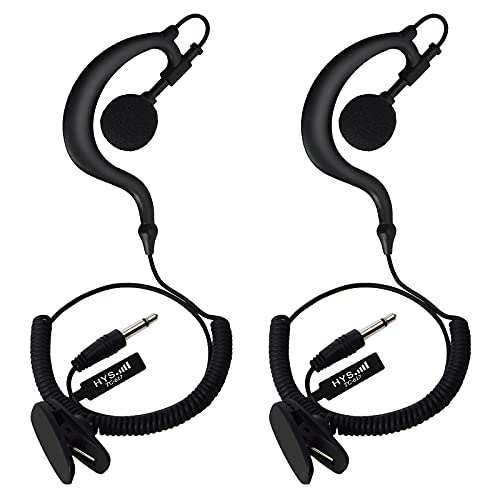 HYSHIKRA Ohrhaken Kopfhörer -3,5mm Klinke - One Ear - Halteclip - G-Form Kopfhörer Headset für Funkgeräte (2 Stück) von HYSHIKRA