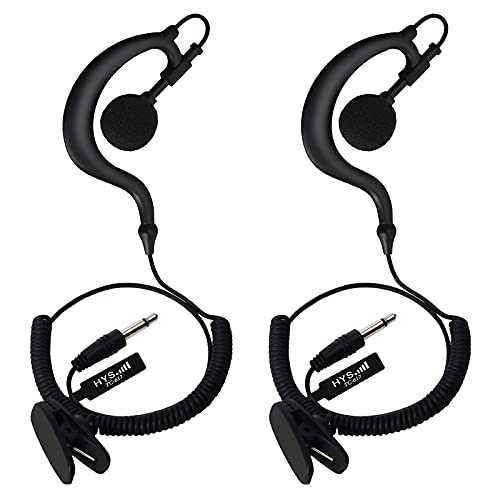 HYSHIKRA Ohrhaken Kopfhörer -3,5mm Klinke - One Ear - Halteclip - G-Form Kopfhörer Headset für Funkgeräte (2 Stück) (180°-Stecker) von HYSHIKRA