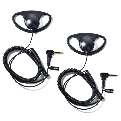 HYSHIKRA On Ear Headset 3.5mm Klinke Einohrhörer Nur Empfang Walkie Talkie Kopfhörer Kompatibel mit Motorola Sepura Rexon Wouxun Kenwood Baofeng Quansheng Handfunkgeräte (D-Form 2) von HYSHIKRA