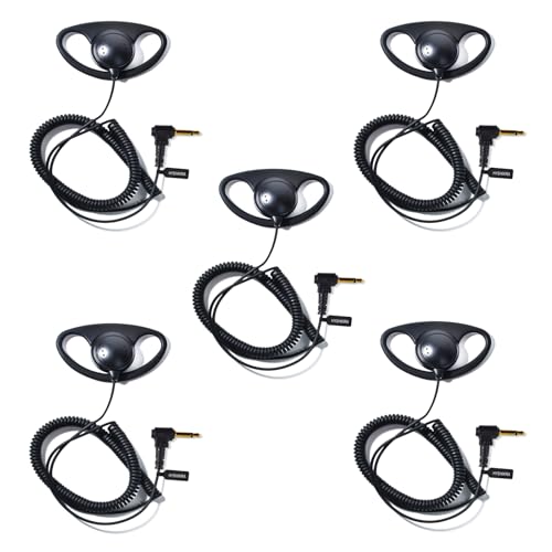 HYSHIKRA On Ear Headset 3.5mm Klinke Einohrhörer Nur Empfang Walkie Talkie Kopfhörer Kompatibel mit Motorola Sepura Rexon Wouxun Kenwood Baofeng Quansheng Handfunkgeräte (D-Form 5) von HYSHIKRA