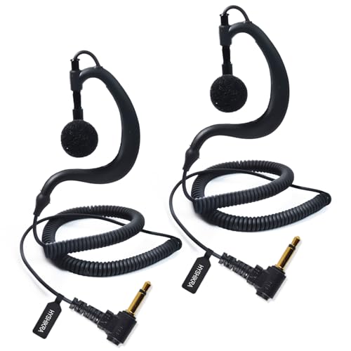 HYSHIKRA On Ear Headset 3.5mm Klinke Einohrhörer Nur Empfang Walkie Talkie Kopfhörer Kompatibel mit Motorola Sepura Rexon Wouxun Kenwood Baofeng Quansheng Handfunkgeräte (G-Form 2) von HYSHIKRA