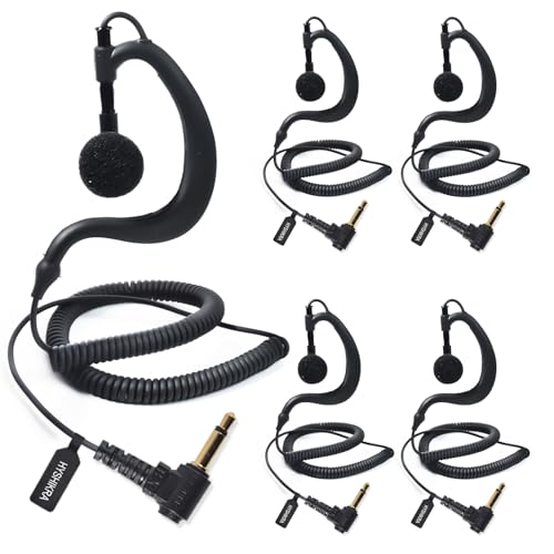 HYSHIKRA On Ear Headset 3.5mm Klinke Einohrhörer Nur Empfang Walkie Talkie Kopfhörer Kompatibel mit Motorola Sepura Rexon Wouxun Kenwood Baofeng Quansheng Handfunkgeräte (G-Form 5) von HYSHIKRA