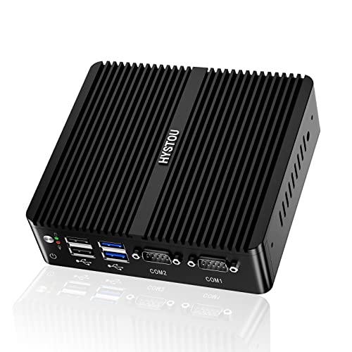 HYSTOU Lüfterloser Mini PC Windows 10 Pro, Celeron J4125 kleine Desktop Computer Mini Industrie PC, 16GB DDR4 RAM 128GB SSD 1TB HDD Mini Desktop PC, HDMI/VGA Dual Display, TPM2.0, Dual LAN, BT4.0, von HYSTOU