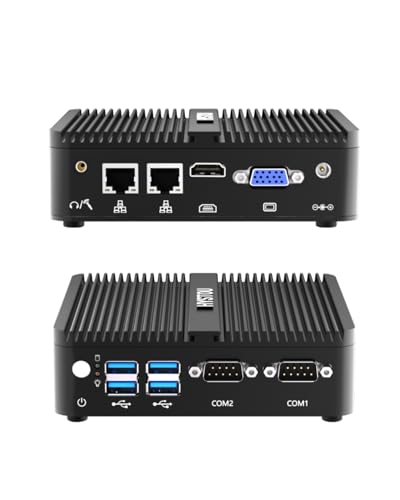 HYSTOU Lüfterloser Mini PC Windows 10 Pro, Celeron J4125 kleine Desktop Computer Mini Industrie PC, 8 GB DDR4 RAM 512 GB SSD Mini Desktop PC, HDMI/VGA Dual Display, TPM2.0, Dual LAN, WIFI2.4G+5.0G von HYSTOU