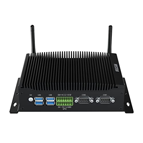 HYSTOU Mini Industriecomputer, Windows 11pro I7-10810U (bis zu 4,9 GHz) Lüfterloser Mini PC, Desktop Computer, 4K Dreifachanzeige, WIFI2.4G+5.0G, TPM2.0, 2 RJ45 LAN von HYSTOU