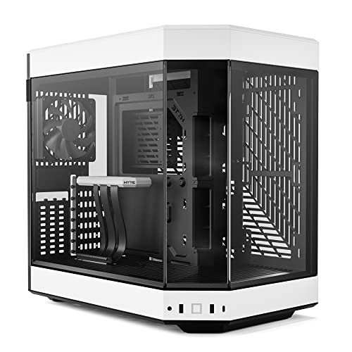 Hyte Y60 Modernes ästhetisches Dual-Kammer-Panorama-Gehäuse aus gehärtetem Glas, Mid-Tower ATX-Computer-Gaming-Gehäuse mit PCIE 4.0 Riser-Kabel im Lieferumfang enthalten, Weiß (CS-HYTE-Y60-BW) von HYTE