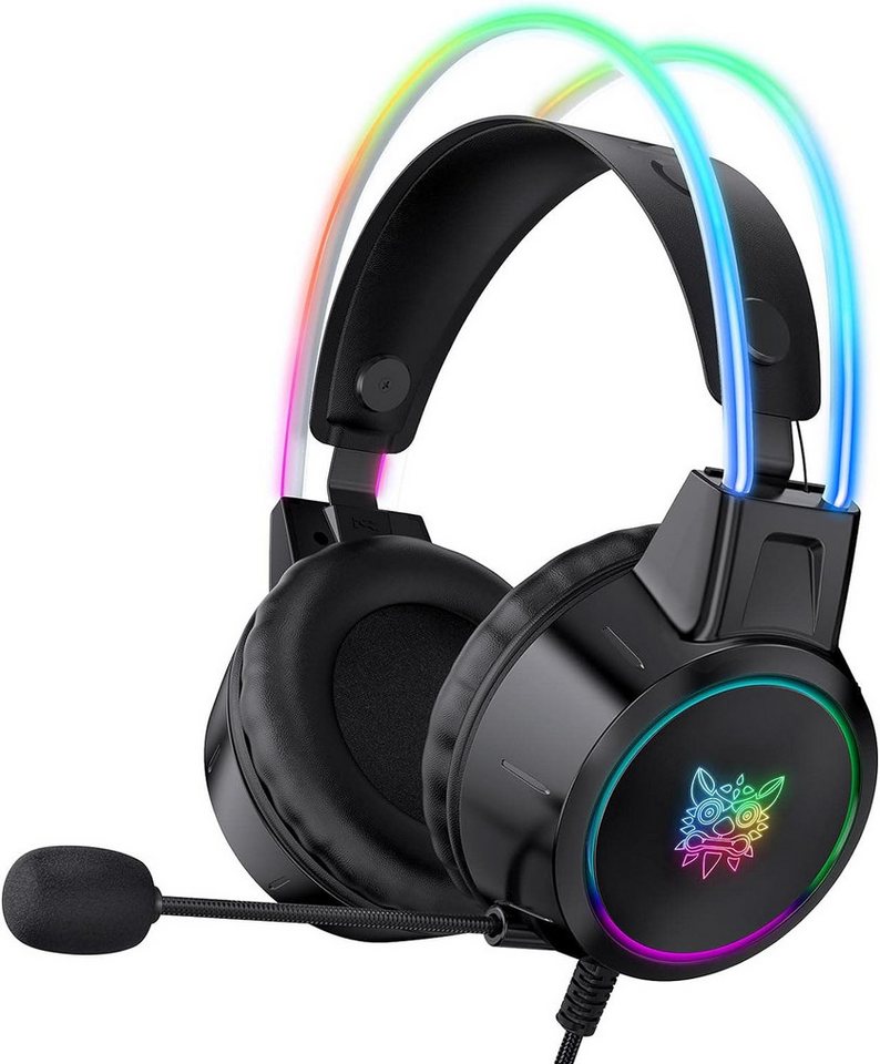 HYTIREBY Gaming Headset für PS4 PS5 3D Surround Sound Noise Cancelling Gaming-Headset (Kopfhörer Mit Mikrofon Für PC Xbox One Switch with LED Licht) von HYTIREBY