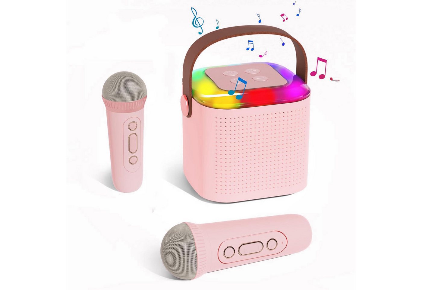 HYTIREBY Karaoke Maschine Kinder, Bluetooth Karaoke Lautsprecher Karaoke-Maschine (Lautsprecher mit 2 kabellosen Mikrofonen und LED-Lichtern) von HYTIREBY
