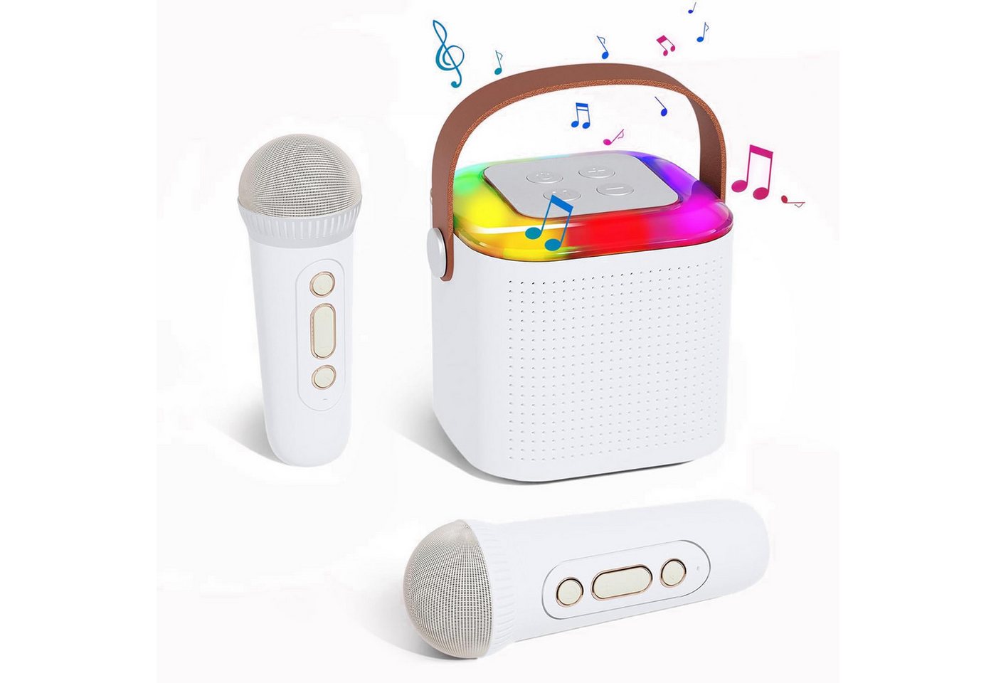 HYTIREBY Karaoke Maschine für Kinder, Tragbarer Mini Bluetooth Karaoke Karaoke-Maschine (Lautsprecher mit 2 kabellosen Mikrofonen und LED-Lichtern) von HYTIREBY