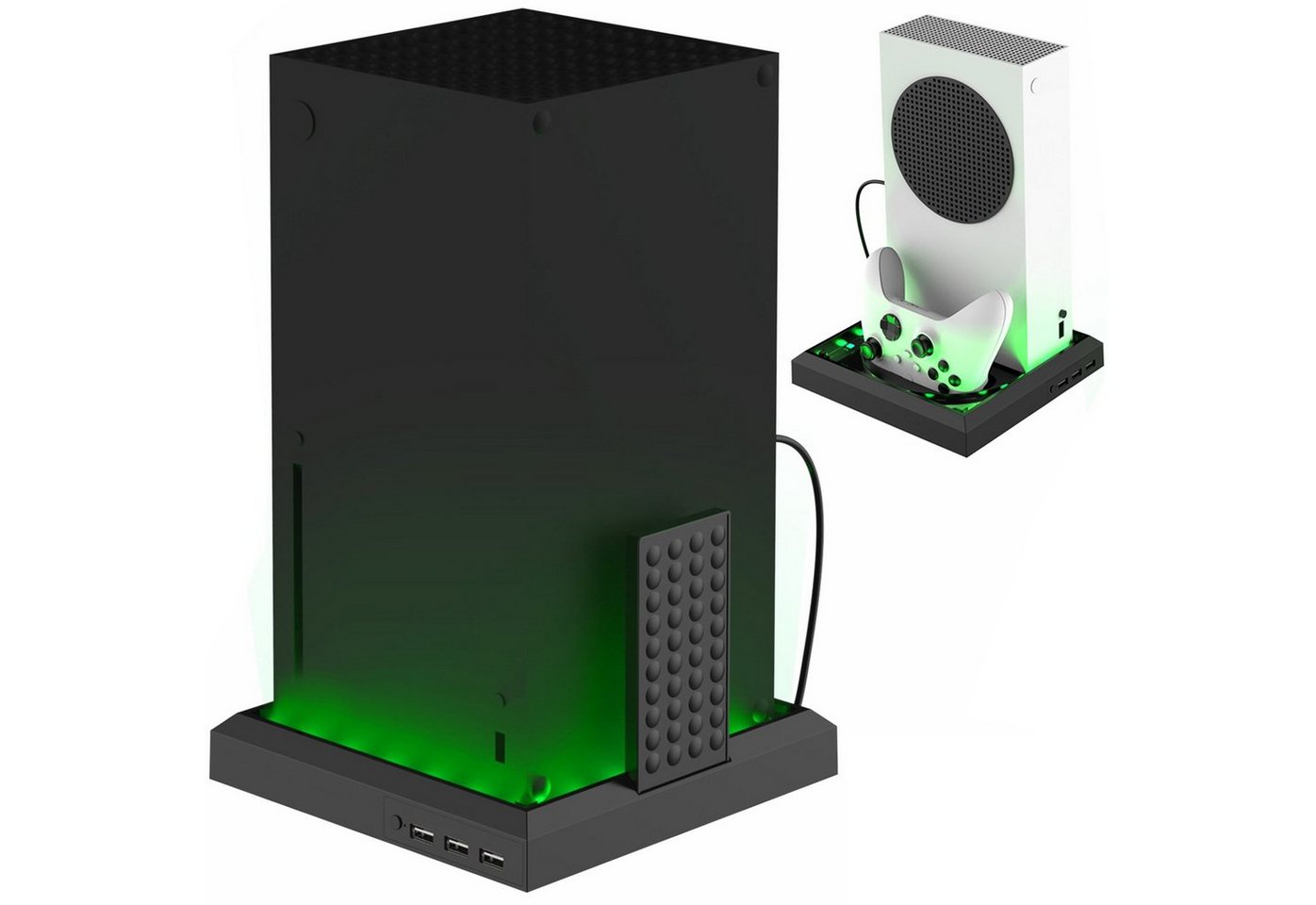 HYTIREBY Mehrfarbiger Konsolenständer mit LED-Licht (Xbox Series X/S) Zubehor für Xbox Contoller (Xbox Series X/S Konsole mit buntem Lichtstreifen) von HYTIREBY