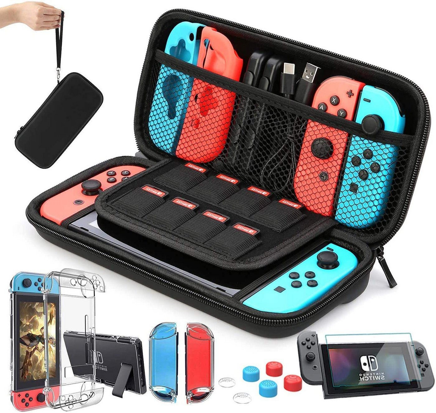 HYTIREBY Nintendo-Schutzhülle Tasche Kompatibel mit Nintendo Switch / Switch OLED Zubehör, mit Hülle Transparent Kompatibel mit Nintendo Switch Schutzfolie von HYTIREBY