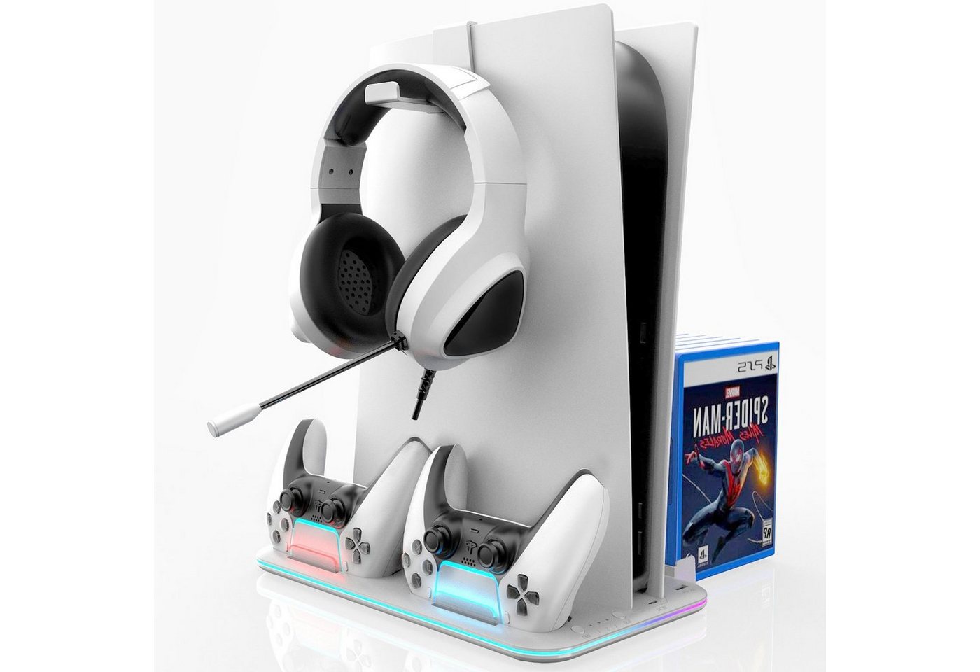 HYTIREBY PS5 Ständer für PS5 Disc/Digital Edition/PS5 Slim PlayStation 5-Controller (Controller Ladestation/Headset Halterung/Zubehör für Playstation 5) von HYTIREBY