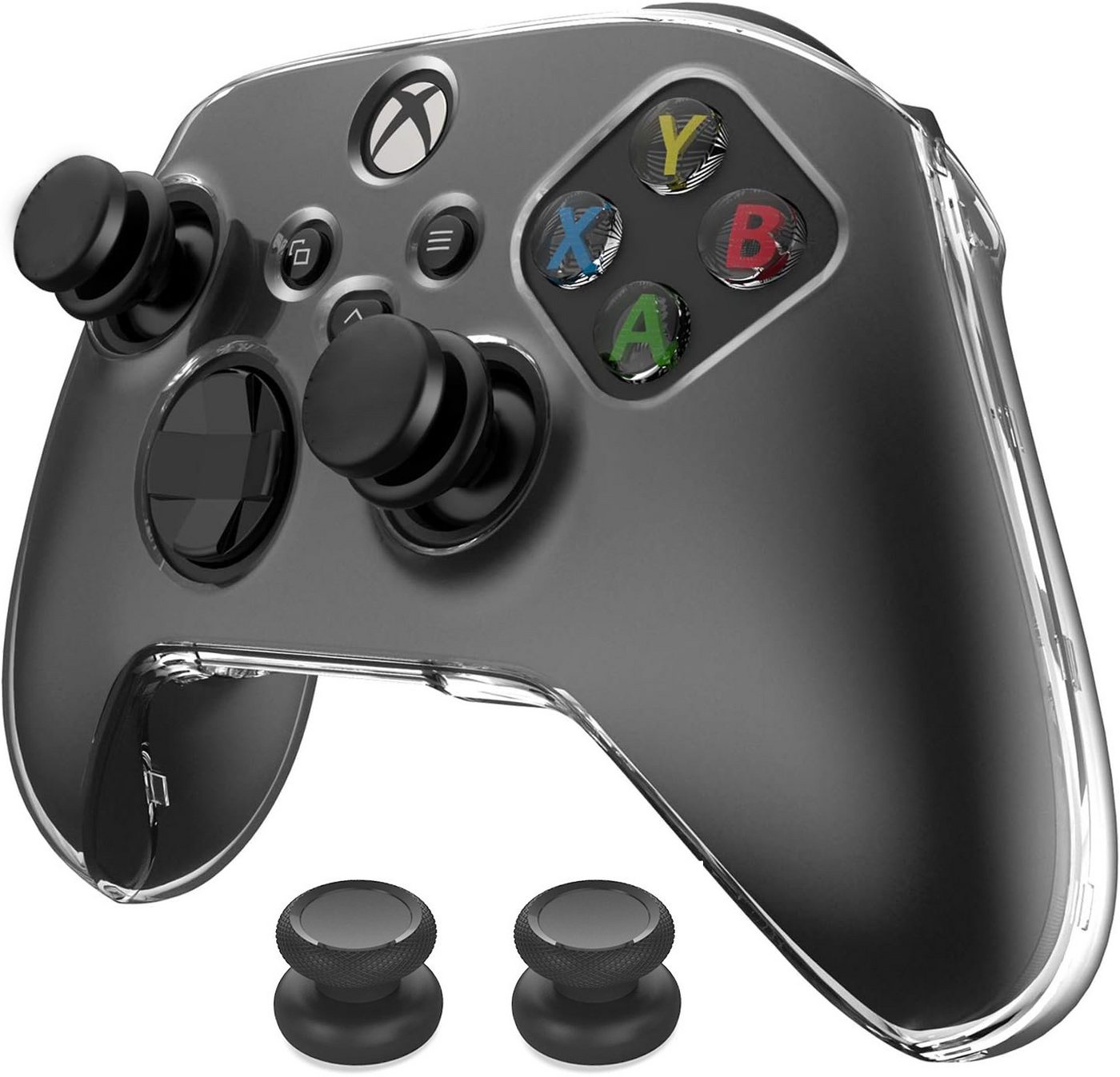 HYTIREBY Schutzhülle für Xbox Series X/S Controller Zubehor für Xbox Contoller (transparent, rutschfest, Zubehör-Set mit Daumengriffen) von HYTIREBY