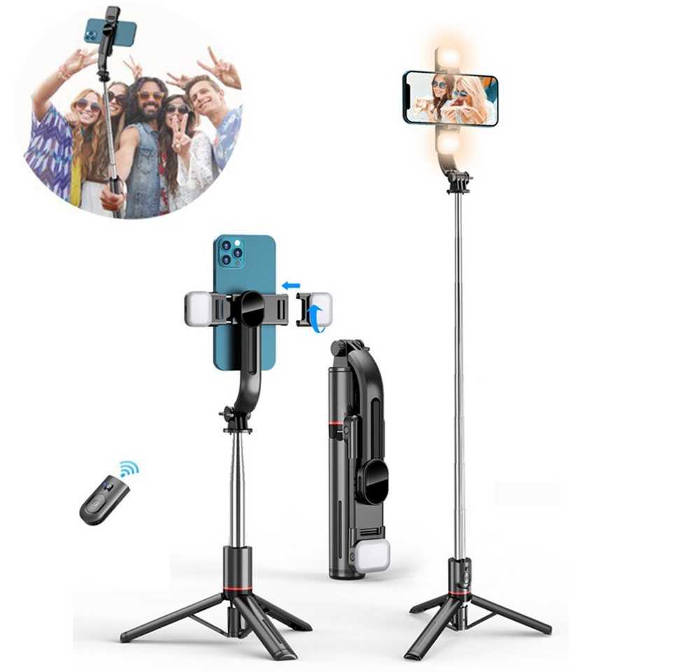 HYTIREBY Selfie-Stick mit 2 LED-Leuchten, kabelloses Bluetooth-Stativ Selfiestick von HYTIREBY