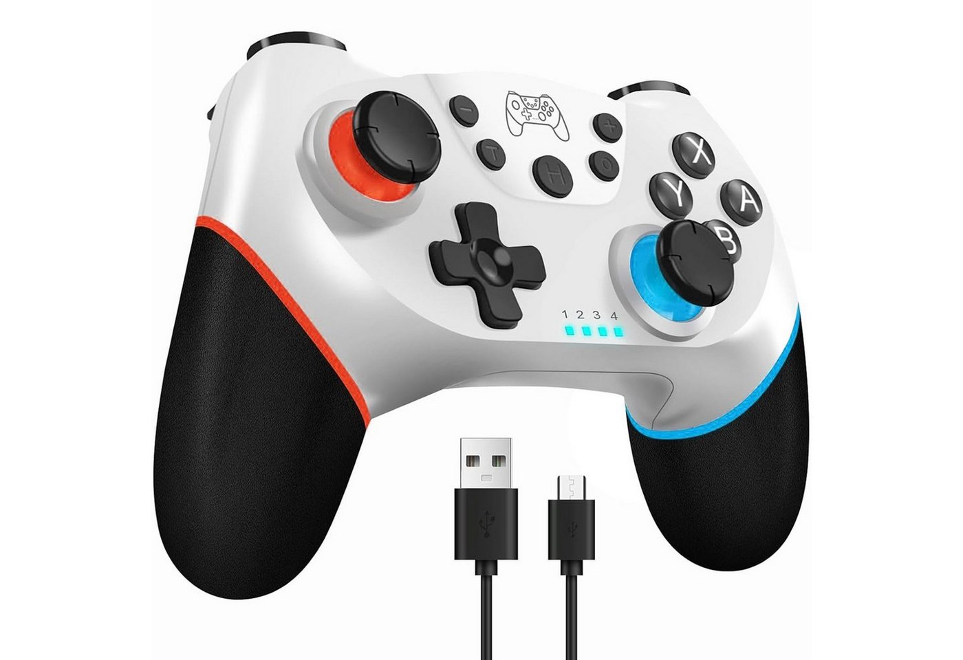 HYTIREBY Switch Controllers für Switch/Switch Lite/Switch OLED Switch-Controller (Bluetooth Wireless Pro, Weiß, Turbo Funktion 6 Achsen Gamepad) von HYTIREBY