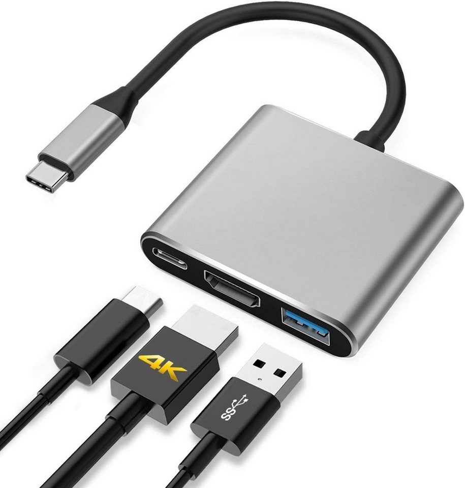 HYTIREBY USB C auf HDMI Adapter, Hub mit 4K HDMI, USB 3.0, 87W PD HDMI-Adapter von HYTIREBY