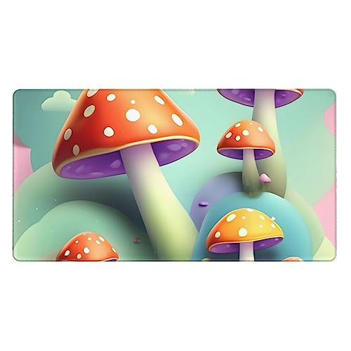 HYTTER Dreamy Little Mushroom Prints Extra großes Gummi-Mauspad 40,6 x 74,9 cm: starke Haftung und Haltbarkeit, verdickt und rutschfest von HYTTER