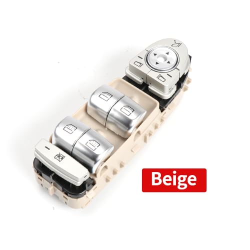 Car Window Regulator Switch/Passend for Benz W222 W213 Auto-Fronttür, elektrischer Power-Master-Fensterschalter, Ersatz/Passend for Mercedes SE-Klasse, Schwarz, Beige(Beige) von HYUDXH