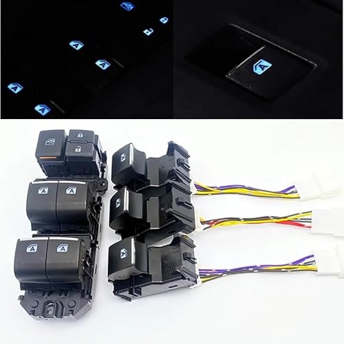 Car Window Regulator Switch Beleuchteter LED-Power-Einzelfensterschalter, Hauptschalter und Einzelschalter verkauft/passend for Toyota RAV4 RAV 4 2019–2022, linke Hintergrundbeleuchtung(A Set 4pcs) von HYUDXH