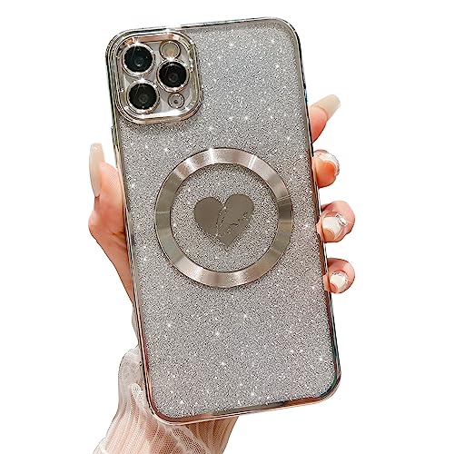 HYUEKOKO Kompatibel mit iPhone 11 Pro Max 6,5 Zoll Hülle mit Magsafe, Plating Herz Glitzer Magnetische Hülle für Frauen Mädchen TPU Kameraschutz Back Cover für iPhone 11 Pro Max Silber HYUEKOKO Kompatibel mit iPhone 11 Pro Max 6,5 Zoll Hülle mit Magsafe, Plating Herz Glitzer Magnetische Hülle für Frauen Mädchen TPU Kameraschutz Back Cover für iPhone 11 Pro Max Silber von HYUEKOKO