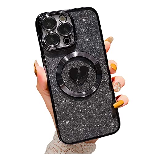 HYUEKOKO Kompatibel mit iPhone 14 Pro Max 6,7 Zoll Hülle mit Magsafe, Plating Herz Glitzer Magnetische Hülle für Frauen Mädchen TPU Kameraschutz Back Cover für iPhone 14 Pro Max Schwarz HYUEKOKO Kompatibel mit iPhone 14 Pro Max 6,7 Zoll Hülle mit Magsafe, Plating Herz Glitzer Magnetische Hülle für Frauen Mädchen TPU Kameraschutz Back Cover für iPhone 14 Pro Max Schwarz von HYUEKOKO