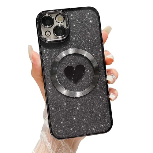 HYUEKOKO Kompatibel mit iPhone 15 6,1 Zoll Hülle mit Magsafe, Plating Herz Glitzer Magnetische Hülle für Frauen Mädchen TPU Kameraschutz Back Cover für iPhone 15 Schwarz HYUEKOKO Kompatibel mit iPhone 15 6,1 Zoll Hülle mit Magsafe, Plating Herz Glitzer Magnetische Hülle für Frauen Mädchen TPU Kameraschutz Back Cover für iPhone 15 Schwarz von HYUEKOKO