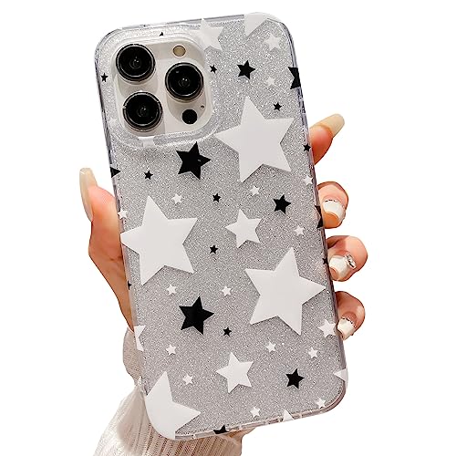 HYUEKOKO Kompatibel mit iPhone 15 Pro Max Hülle Bling Glitzer Weiß Schwarz Sterne Süße Hülle für Frauen Mädchen Schlanke harte Rückseite Klar Handyhülle für iPhone 15 Pro Max 6,7 Zoll HYUEKOKO Kompatibel mit iPhone 15 Pro Max Hülle Bling Glitzer Weiß Schwarz Sterne Süße Hülle für Frauen Mädchen Schlanke harte Rückseite Klar Handyhülle für iPhone 15 Pro Max 6,7 Zoll von HYUEKOKO