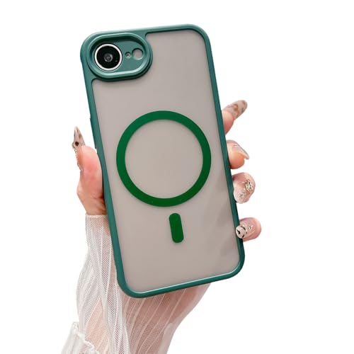 HYUEKOKO Schutzhülle für iPhone 16e, mit magnetischem mattem Muster, niedlich, kratzfest, durchscheinend, für iPhone 16e, Frauen und Mädchen, 6,1 Zoll (15,5 cm), Grün von HYUEKOKO