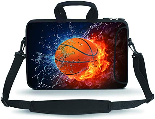 HYUTOTA 14 15 15,4 15,6 Zoll Messenger Bag Tragetasche mit Griff Zubehör Tasche für 14 bis 15 Zoll Laptops/Notebook/ebooks/Kids Tablet/Pad (Basketball Fire) von HYUTOTA