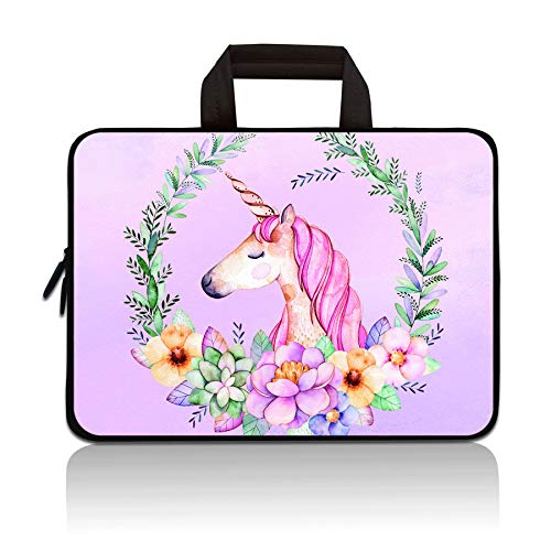 HYUTOTA Universelle Neopren-Tragetasche für Kinder von 17,8 - 21,6 - 22,6 cm (7 - 9 Zoll), für Apple iPad Mini, Samsung Galaxy Tab, Google, HP, Acer, ASUS (süßes Einhorn) von HYUTOTA