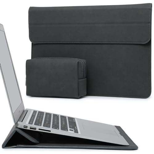 HYZUO 13,3-14 Zoll Laptop Hülle Laptophülle mit Standfunktion für MacBook Pro 14 M3/M2/M1 Pro/Max A2992 A2918 2024-2021, 13,5 Surface Laptop 6-1, MacBook Air 13, mit Kleine Tasche, Weltraum Grau von HYZUO