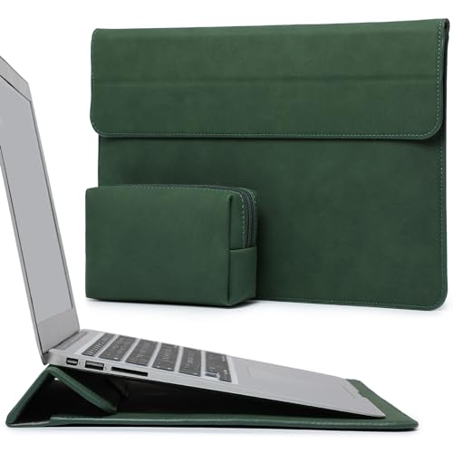 HYZUO 13,3-14 Zoll Laptop Hülle Laptophülle mit Standfunktion für MacBook Pro 14 M3/M2/M1 Pro/Max A2992 A2918 2024-2021, 13,5 Surface Laptop 6-1, MacBook Air 13, mit Kleine Tasche,Mitternacht Grün von HYZUO