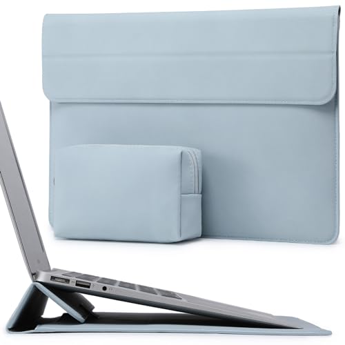 HYZUO 13,3-14 Zoll Laptop Hülle Laptophülle mit Standfunktion für MacBook Pro 14 M3/M2/M1 Pro/Max A2992 A2918 2024-2021, 13,5 Surface Laptop 6-1, MacBook Air 13, mit Kleine Tasche, Blass Blau von HYZUO