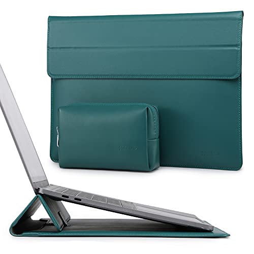 HYZUO 13,3-14 Zoll Laptop Hülle Tasche Lammleder Laptophülle mit Standfunktion Compatibel MacBook Pro 14 M2/M1 A2779 A2442 mit 2023-2021, 13,5 Surface Laptop 5, HP Spectre x360 13/Envy 13, Dunkelgrün von HYZUO
