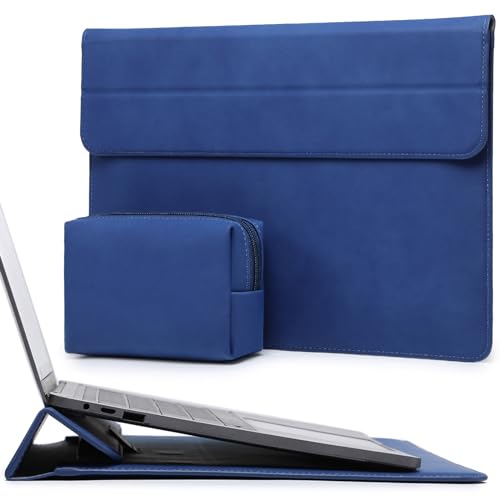 HYZUO 13 Zoll Laptop Hülle Laptophülle mit Standfunktion für MacBook Air 13 M3/M2/M1 A3113 A2681 2024-2018, MacBook Pro 13 M2/M1 A2686 2024-2016, Surface Pro 10/9/8, mit Kleine Tasche, Klein Blau von HYZUO